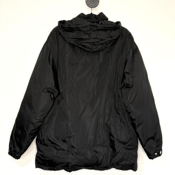 Prada 90s Vintage Black Nylon Jacket with Hood XL - Picture 3 of 13